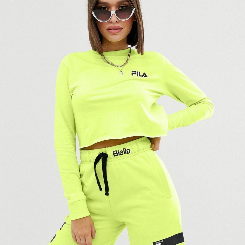 NEW Fila Neon Crop Long Sleeve Shirt